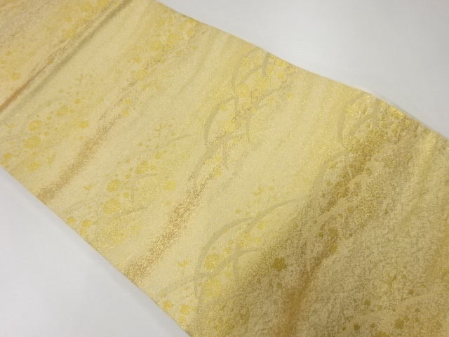 リサイクル　芝草に花模様織出し袋帯